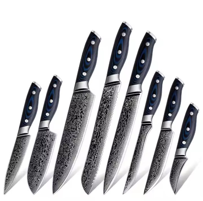 8pcs Damascus G10 blue