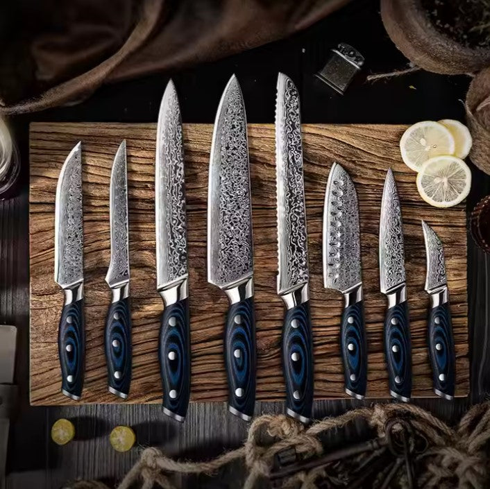 8pcs Damascus G10 blue