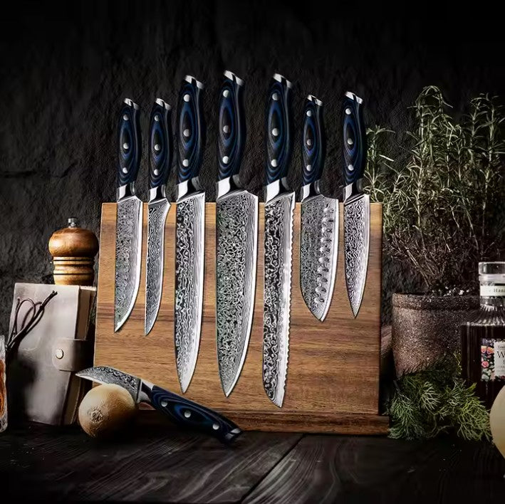 8pcs Damascus G10 blue