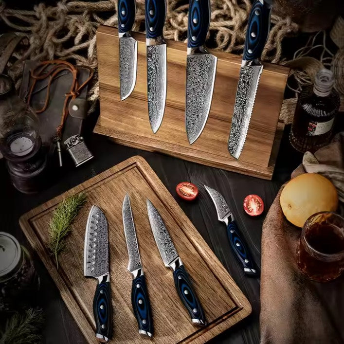 8pcs Damascus G10 blue